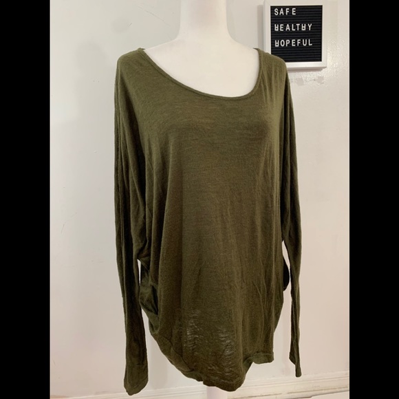 Aoyama Itchoma Green Long Sleeve Oversized Tunic - Picture 1 of 4